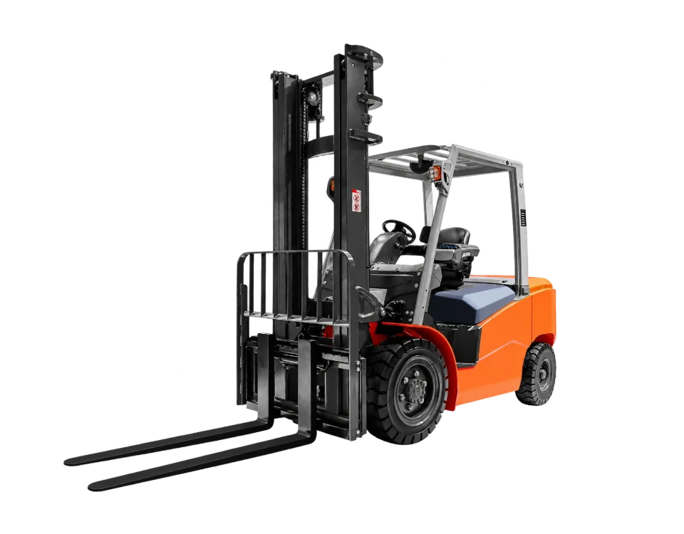 Operator driving a forklift in a warehouse